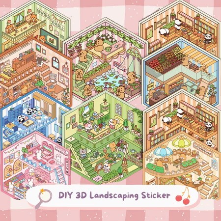 Sticker DIY Korea 3D Satisfying Decoration Landscaping Stiker Korea Dekorasi 3D Miniatur PET