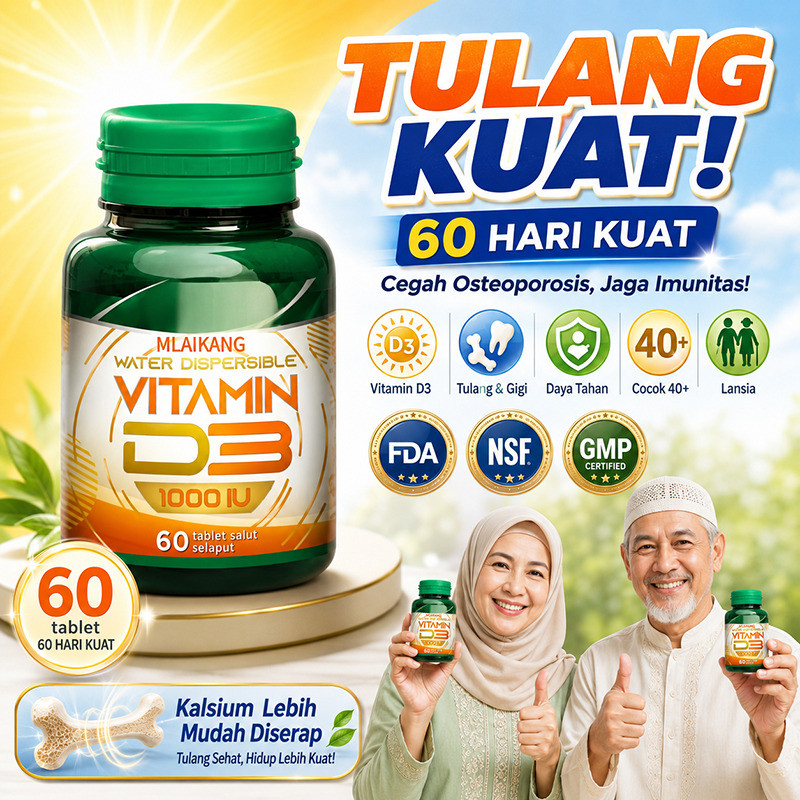 [TULANG KUAT SEHAT] Suplemen Vitamin D3 1000 IU 60pcs / VITAMIN VIT D3 Kesehatan Tulang Gigi Imunita
