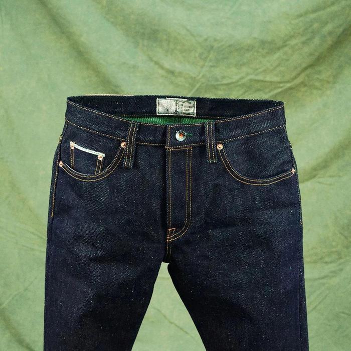 Terbaru The Green Hemp 25oz 50% Hemp Blend Deep Indigo x Green Selvedge Denim Celana Style Pria Nyam