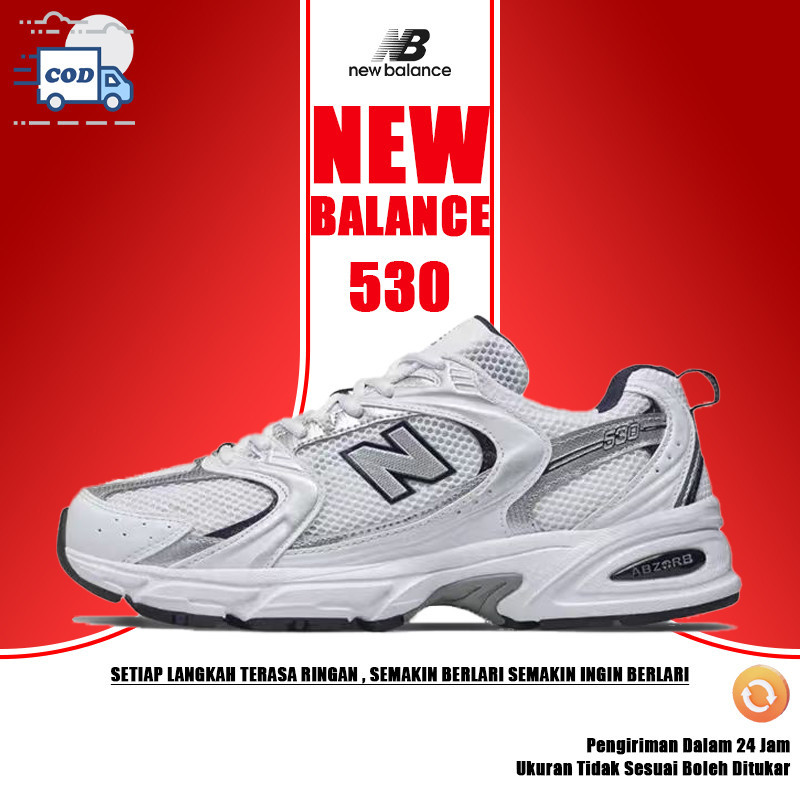 Sepatu Lari New BaIance NB 530 Low-Top Klasik Retro Bahan Jaring & Kulit Sintetis Tahan Goyangan Tah