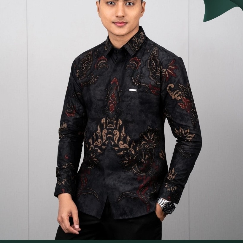 Laskala Batik Kamal Kemeja Batik Pria Slimfit Lengan Panjang