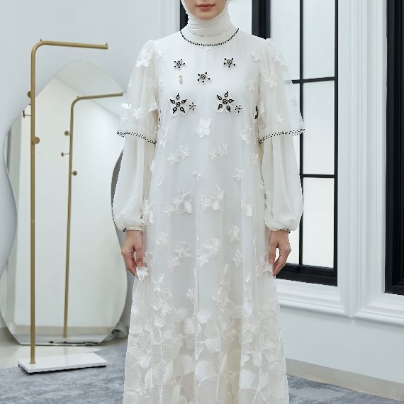 Gamis Putih by Sallaco / Dress Putih Sallaco / Salaco Premium / Gamis Putih Premium / Sallaco Origin