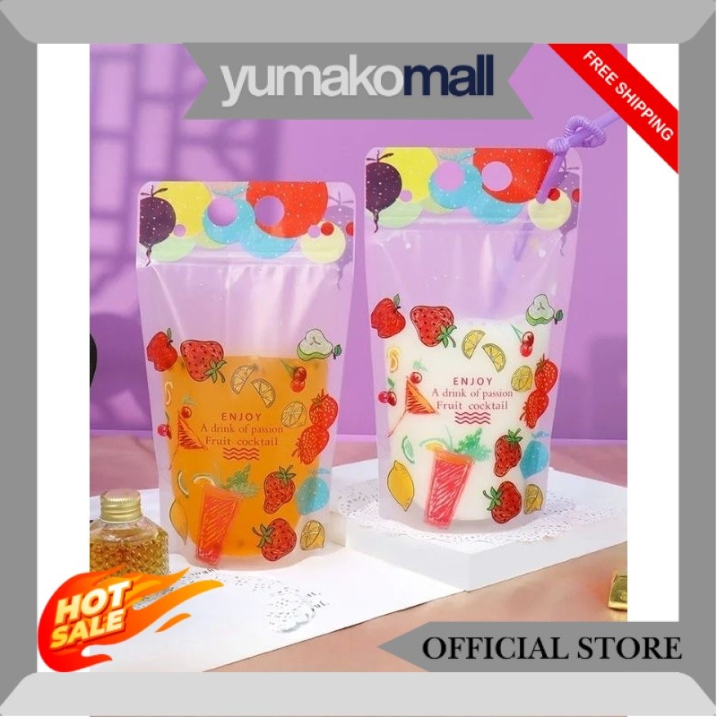Standing Pouch minuman kekinian 500Ml GRATIS SEDOTAN (10lembar) pouch Minuman SO