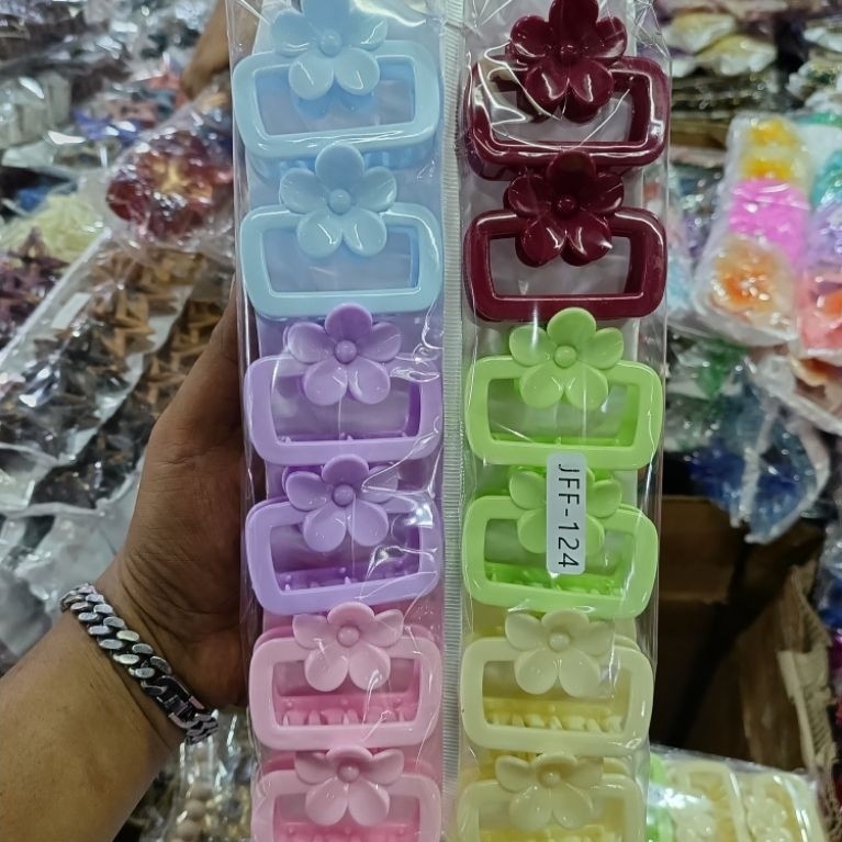 ISI 12 PCS JEPITAN RAMBUT KOREA MODEL KOTAK BUNGA WARNA SUGUS