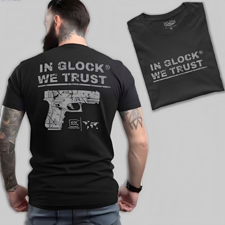 Kaos Glock Tembak pistol Tshirt army military Tactical outdoor original cotton combed 24s super soft