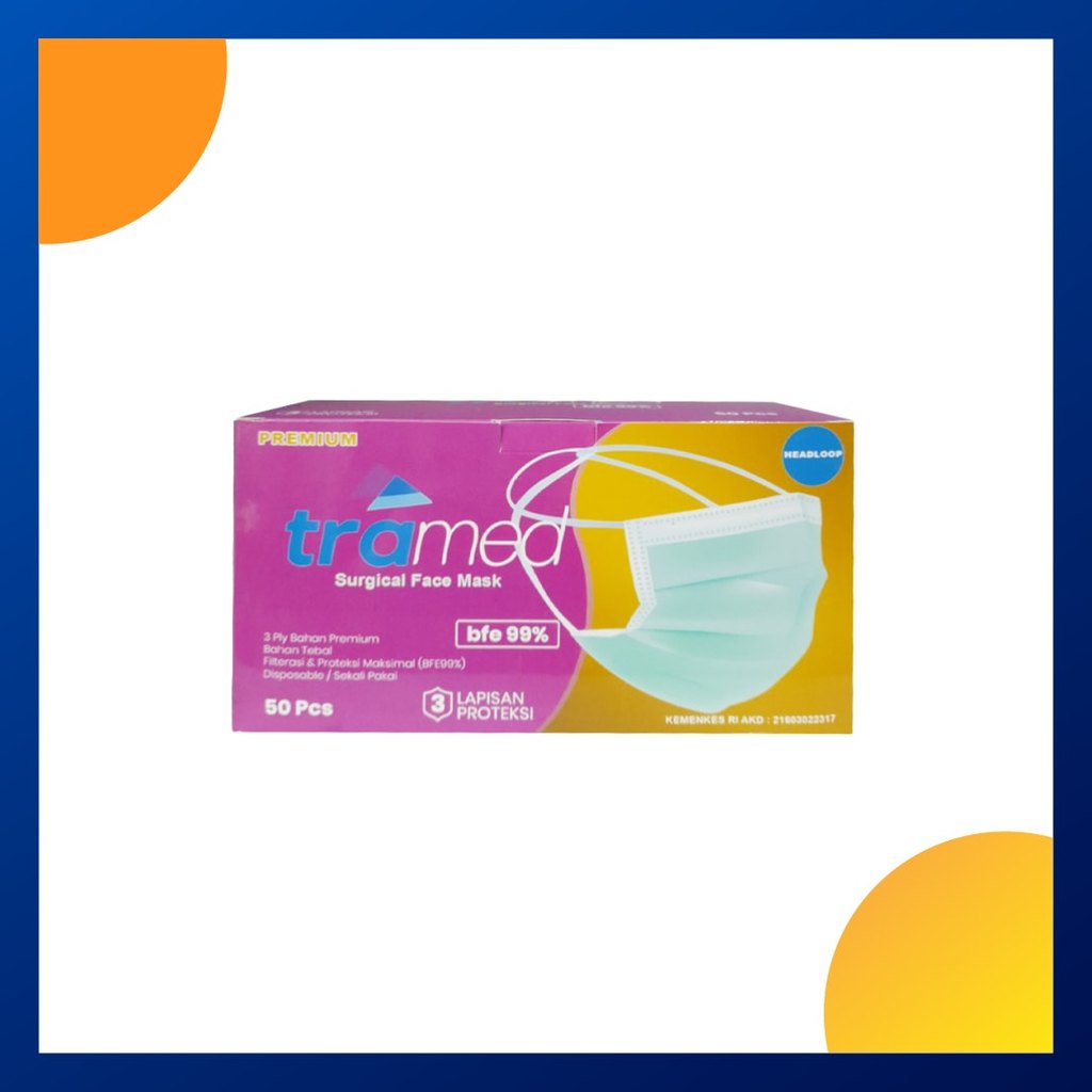 Tramed 3ply Masker Headloop Box 50 Pcs