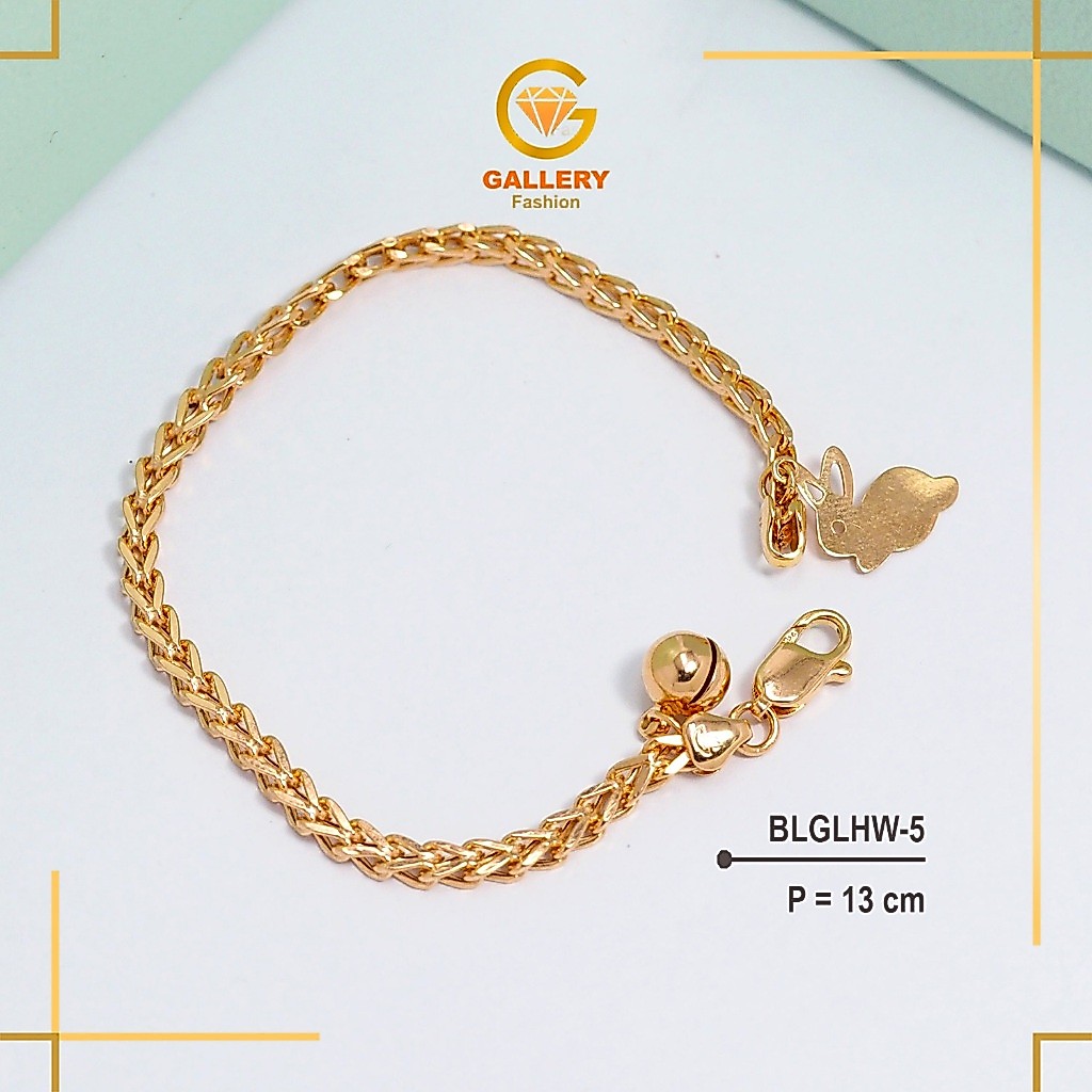 Gelang Rantai Anak Emas 8K Gold (375) Panjang 13 cm Liontin Kelinci Bintang BLGLHW5 BLGLHW4