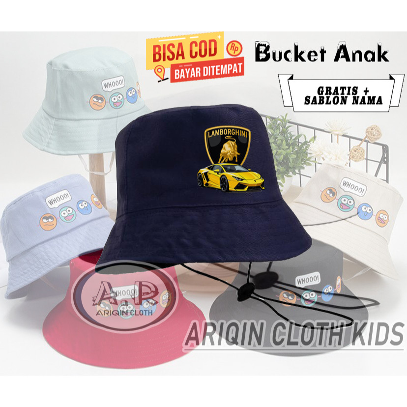 Redmerch // Topi bucket anak motif mobil lamborghini