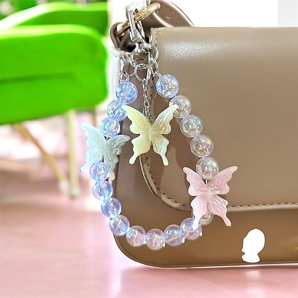 Senada Victory Hiasan Tas Batu Mutiara Pearl Kaca AB Glossy Premium Strap Tali Hp Lucu Korean Warna 