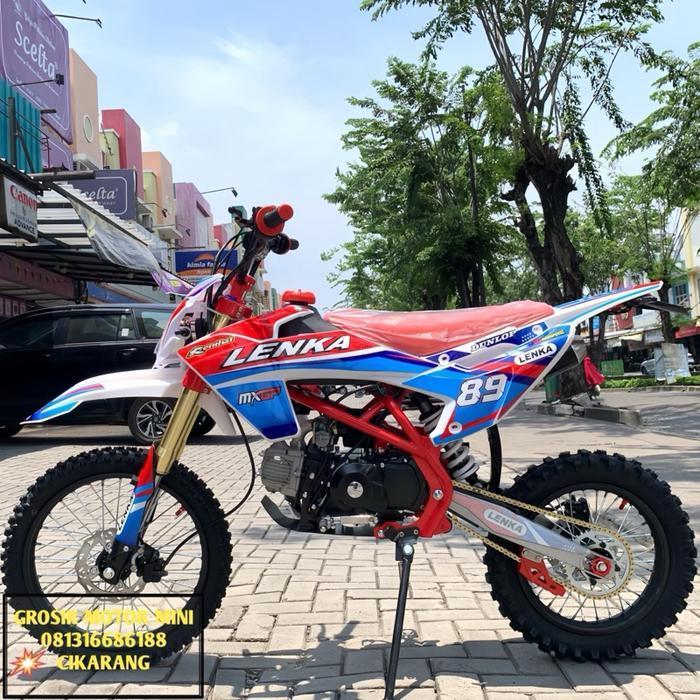 PROMO DISKON MOTOR MINI TRAIL 125CC LENKA 89L MANUAL KOPLING RING 17/14 MESIN 4TAK - Merah - Merah
