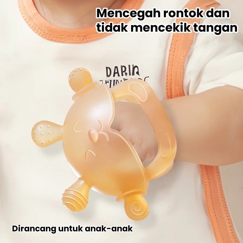 Gelang silikon tumbuh gigi mainan menenangkan bayi tangan anti-makan lem gigi kelinci mainan gelang 