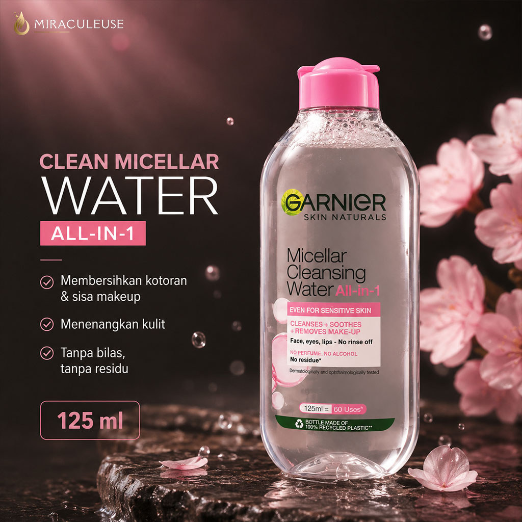 Garnier Clean Micellar Water 125ML-Pink | Make Up Remover