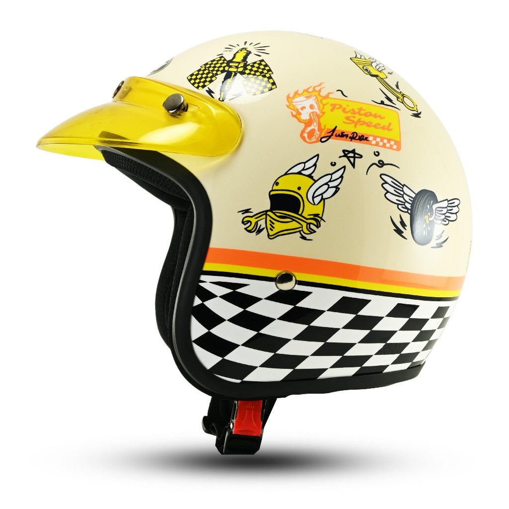 Helm Rsix Retro Bogo Pria Wanita SNI Terbaru Motif Piston Speed Custom