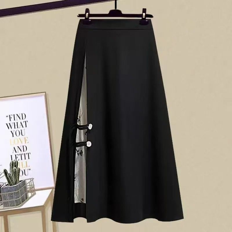 Hanfu gaya retro rok ramping kelas atas rok wanita musim panas