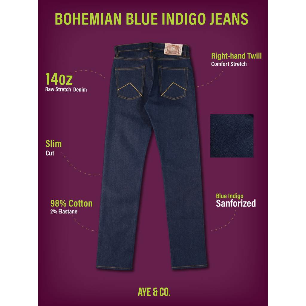 AYE & CO - Bohemian Blue Indigo Slim Cut Jeans