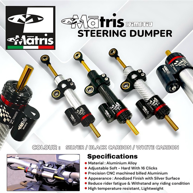 Steering Dumper Matris Carbon Stabilizer Steering Dumper Panjang Pendek 16 Klik Matris Stabilizer Ma