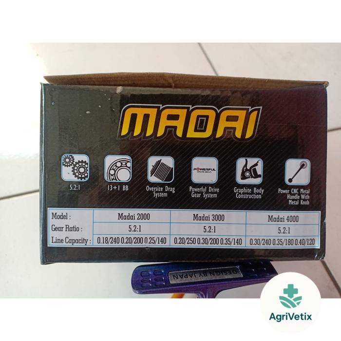 Reel Spinning Indigo Madai 800 1000 2000 4000 14BB Metal Handle - 4000