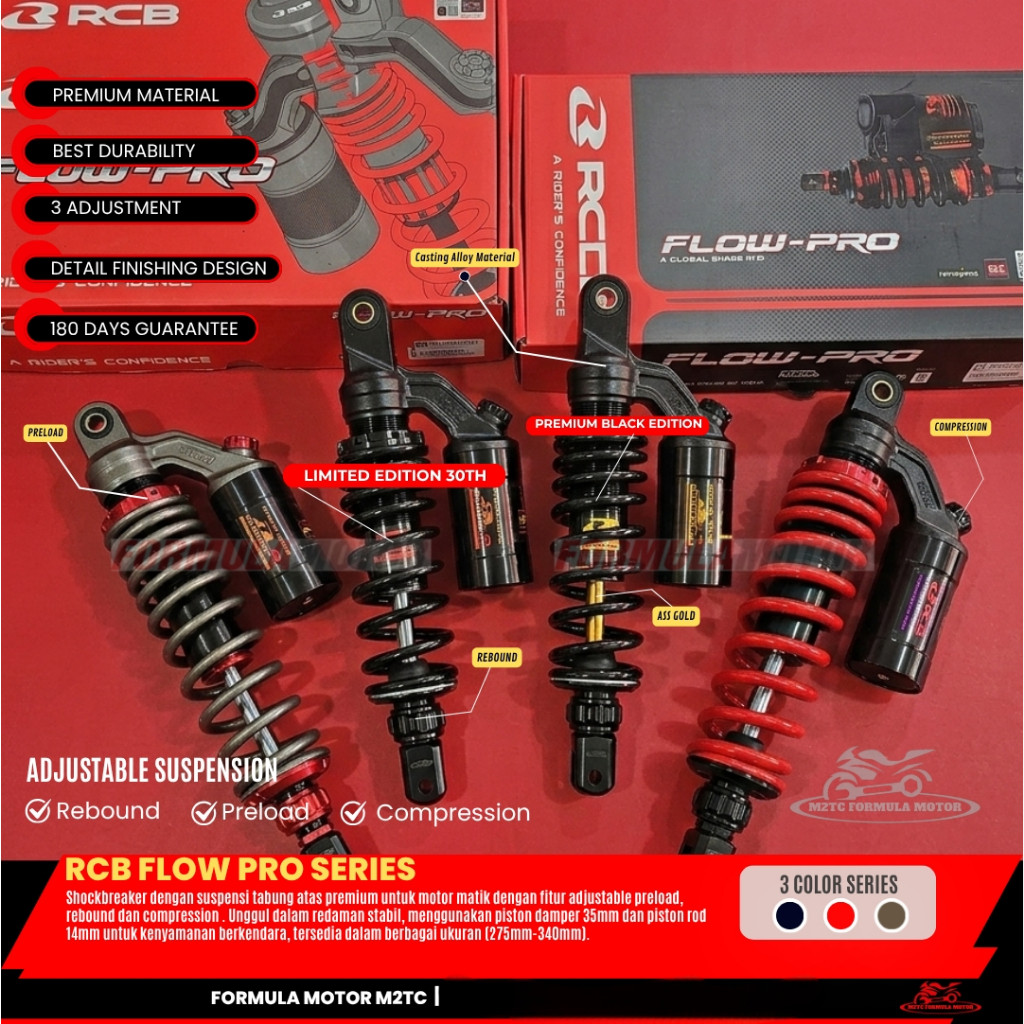 [PROMO] RCB Flow Pro Monoshock Motor Matic All Series (Adjustable Compression, Pre-Load, Single Shoc