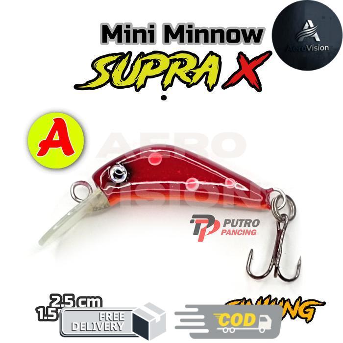 Lure Mini Minnow SUPRA X  Umpan Mahseer Hampala - A. Merah