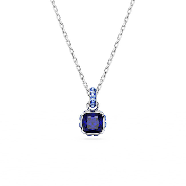 Swarovski - Birthstone pendant, Square cut, September, Blue, Rhodium plated