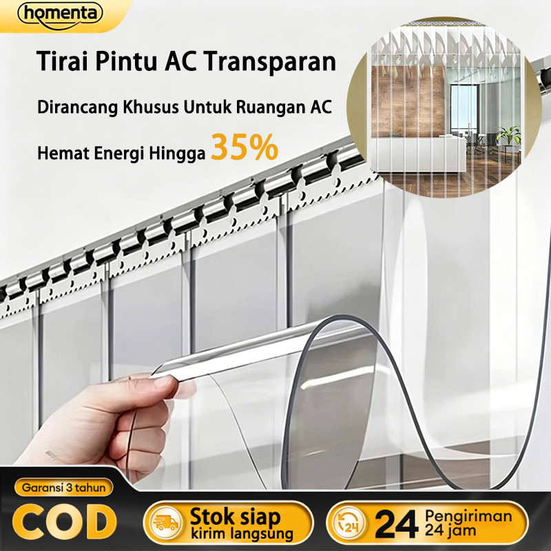 Homenta Tirai Pintu AC Bahan PVC Plastik Transparan Tirai Magnet Pintu Kamar Dirancang Khusus Untuk 