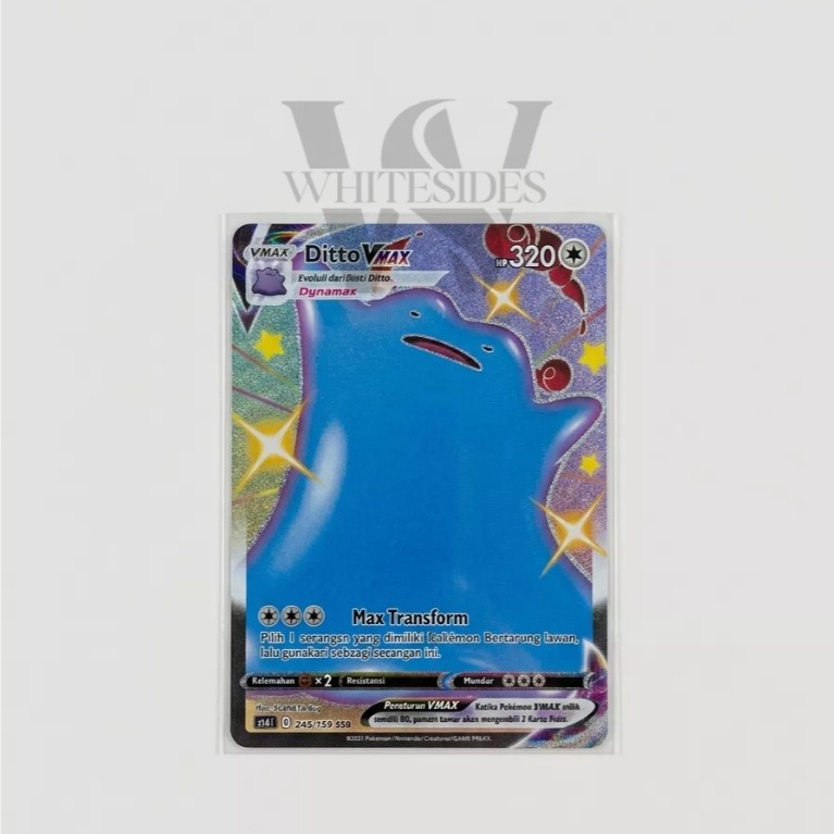 Ditto VMax Shiny - SC3A 2021 Pedang & Perisai Koleksi Set A Berkilau Pokemon Charizard Snorlax Psydu