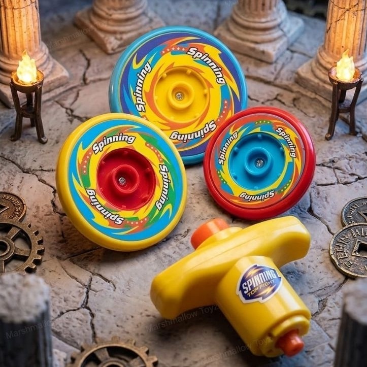 [ Marshmallow Toyz ] Gasing Battle Gyroscope Set – Triple Spinning Top Mainan Adu Gasing Anak