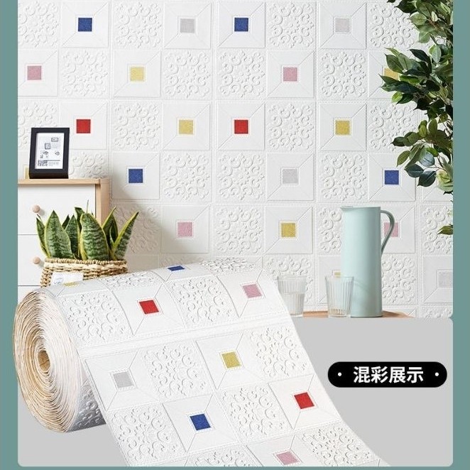 Wallpaper 3d Roll motif bata warna wallpaper Roll panjang/ COD / WALLPAPER 3D 3d Roll Dinding BATU B