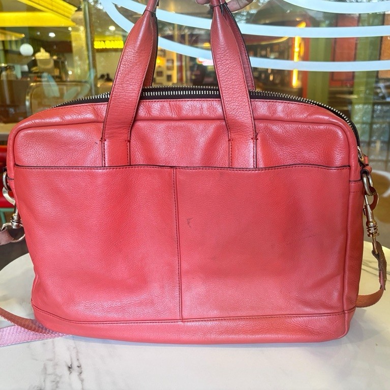 Tas Laptop Coach Preloved Original Kulit Merah Briefcase Shoulder Bag Wanita Pria Premium