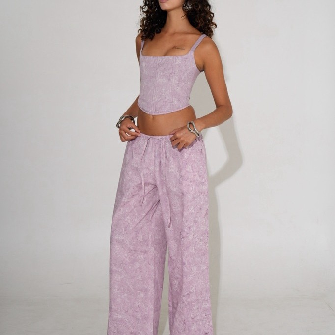 Hibiscus Corset Top - Atasan Korset Ungu Soft Aesthetic Bunga Lilac