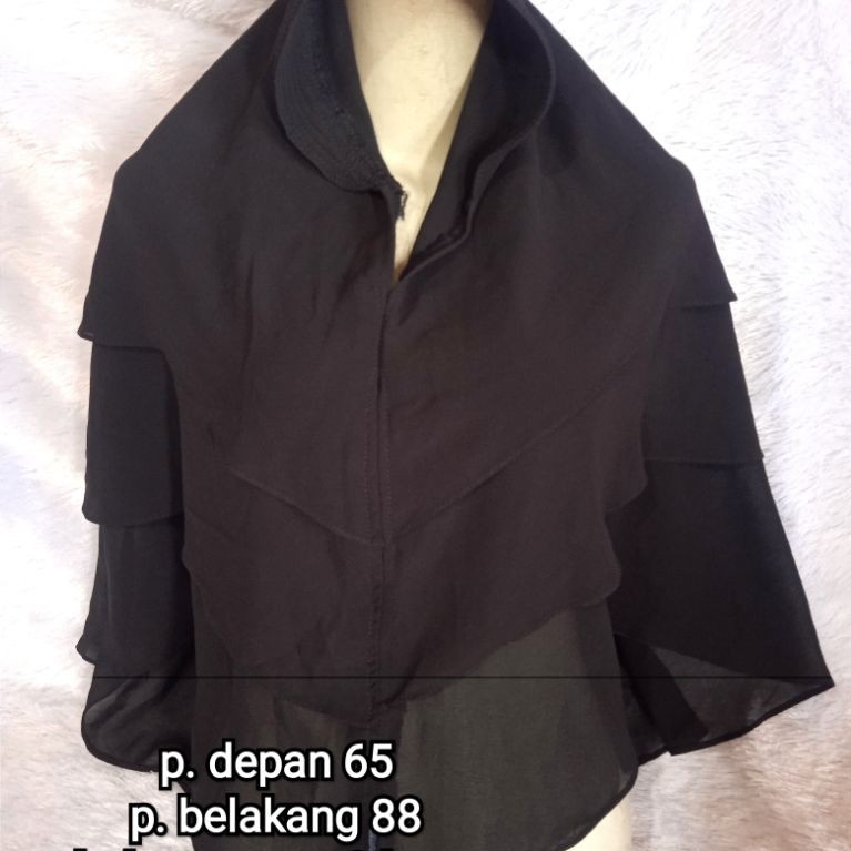 khimar 2 layer hitam preloved