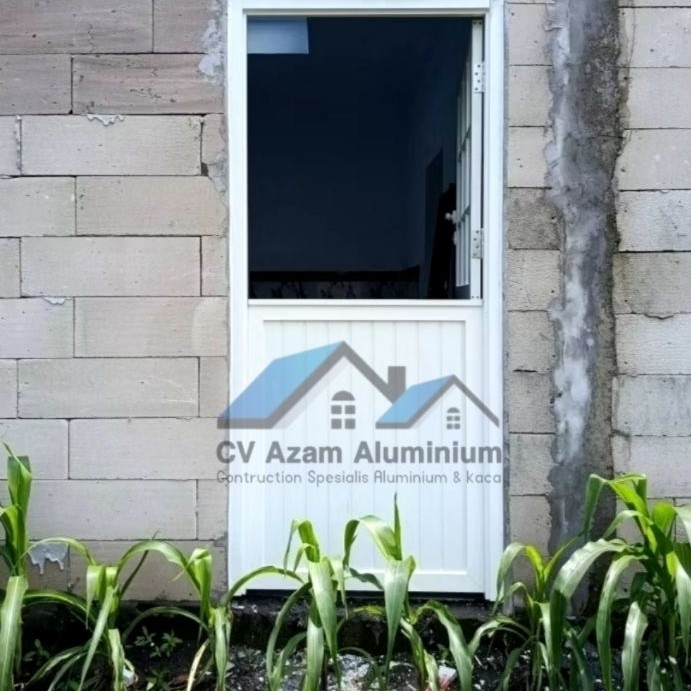 PINTU KOBOY ALUMINIUM 2 daun Atas kaca + ornamen bawah full spandrel Aluminium bisa di buka semua bi