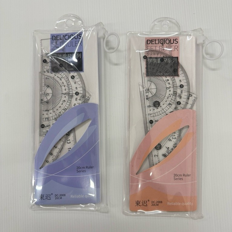 Penggaris Set 4 20CM Penggaris, Busur, segitiga kecil dan Segitiga besar