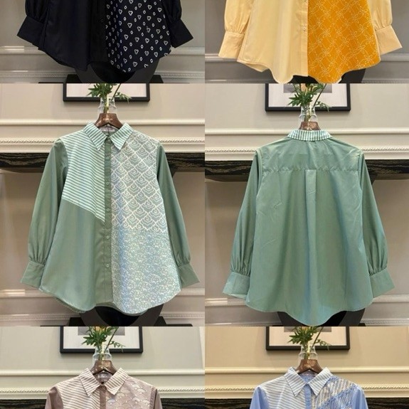 Kemeja katun ima tuyobo mix batik garutan siang malam  Batik lapis trikot Kancing depan full Model k