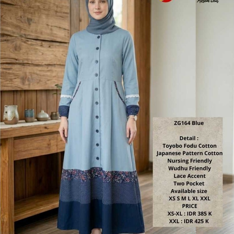 ZaydaZG164 Blue / Gamis Zayda / Zayda / Model Terbaru Zayda