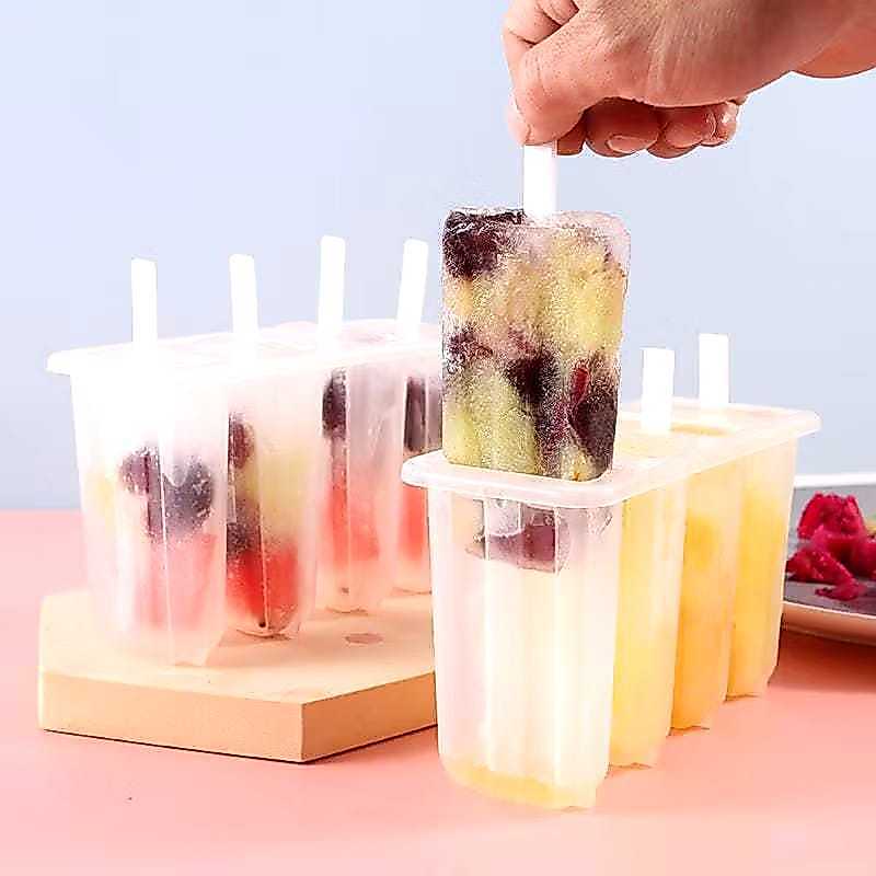 Cetakan Es Stik Loli Cetakan Jelly Stik 4 sekat