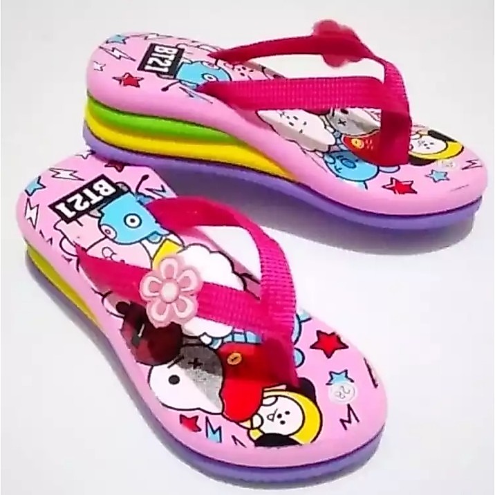 sandal anak perempuan sandal anak wedges pelangi BTS21