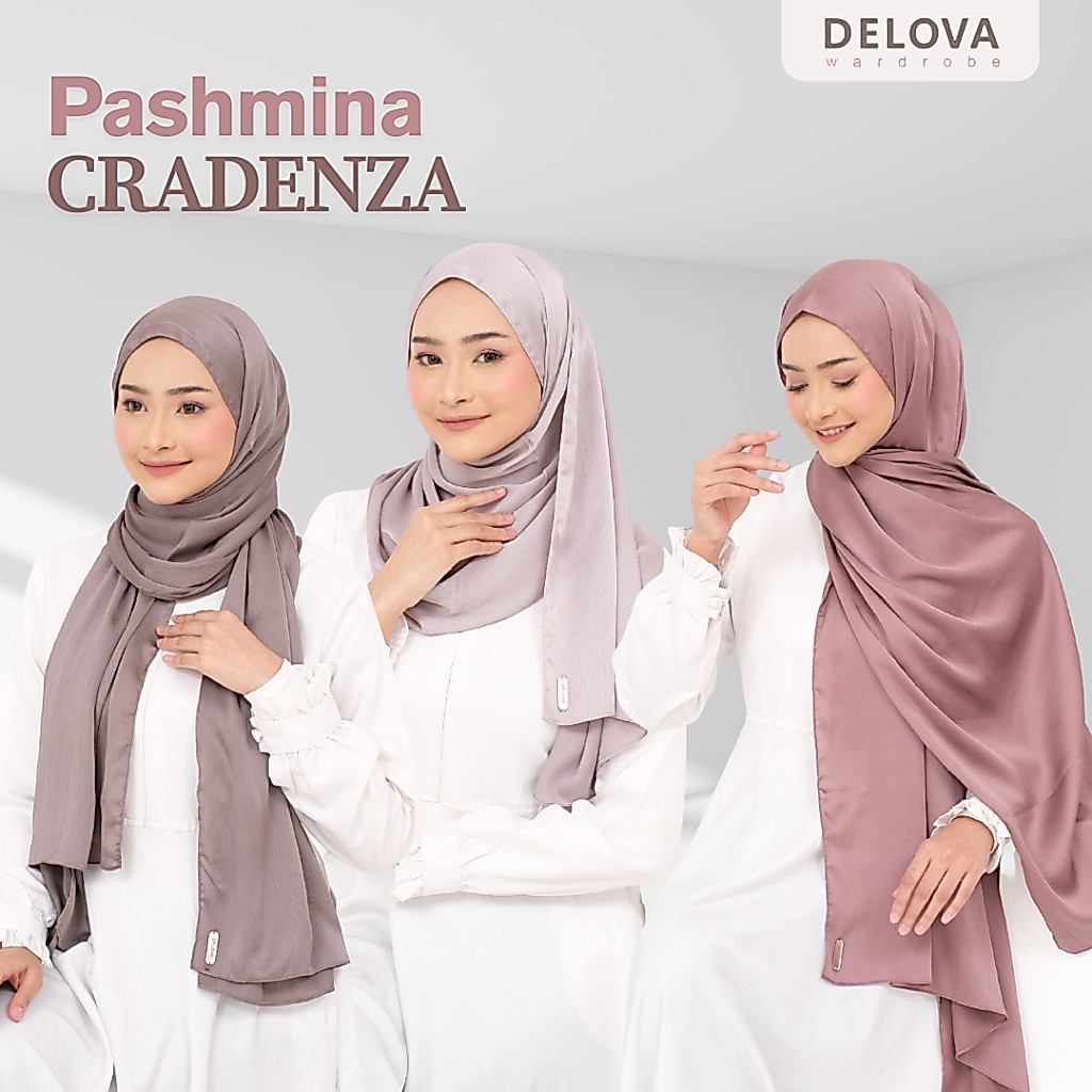 Delova Wardrobe - PASHMINA CRADENZA Silk Premium Hijab Satin Original Silky Hijab Malay Luxury Shawl Textured Best Seller Trend Malaysian Melayu Shimmer Polos Halus Grosir Terbaru Terlaris Rayya