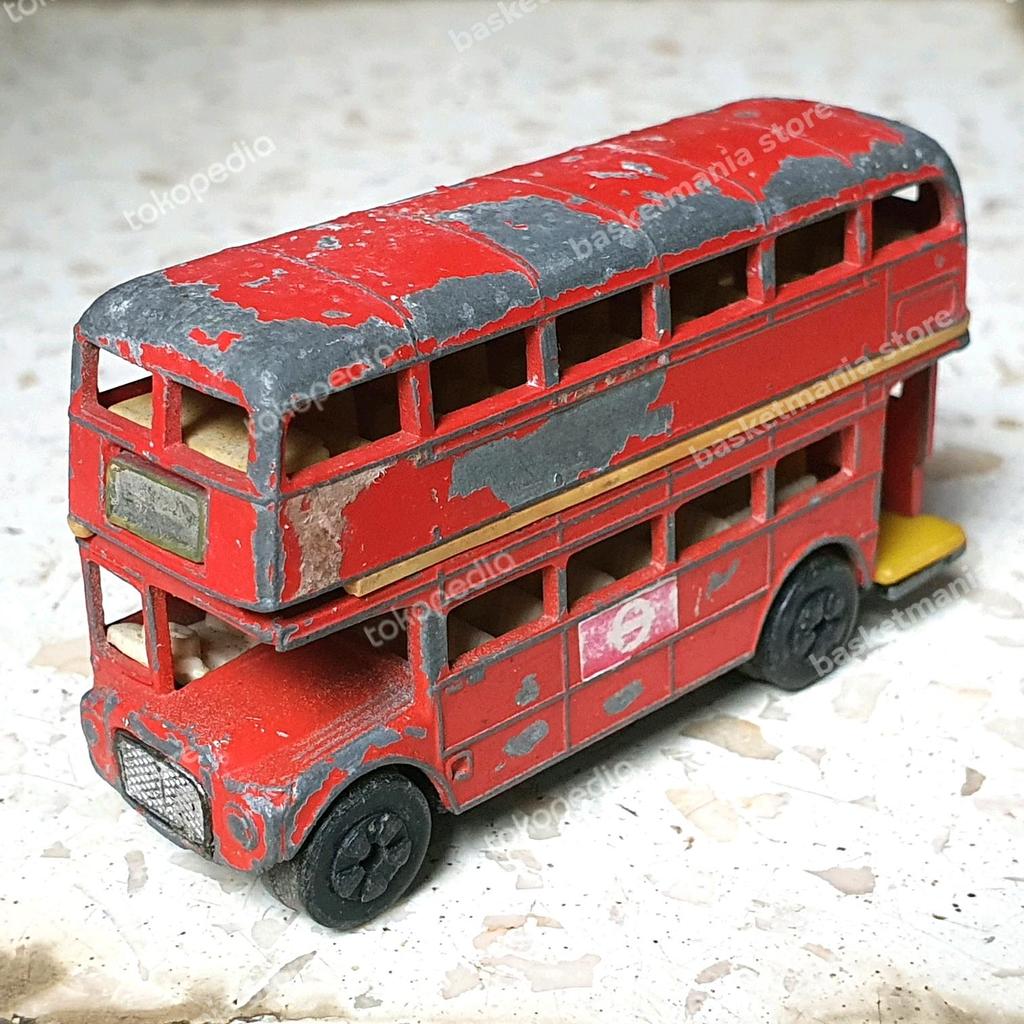 mainan mobilan diecast playart double decker bus merah mobil lawas vintage jadul antik