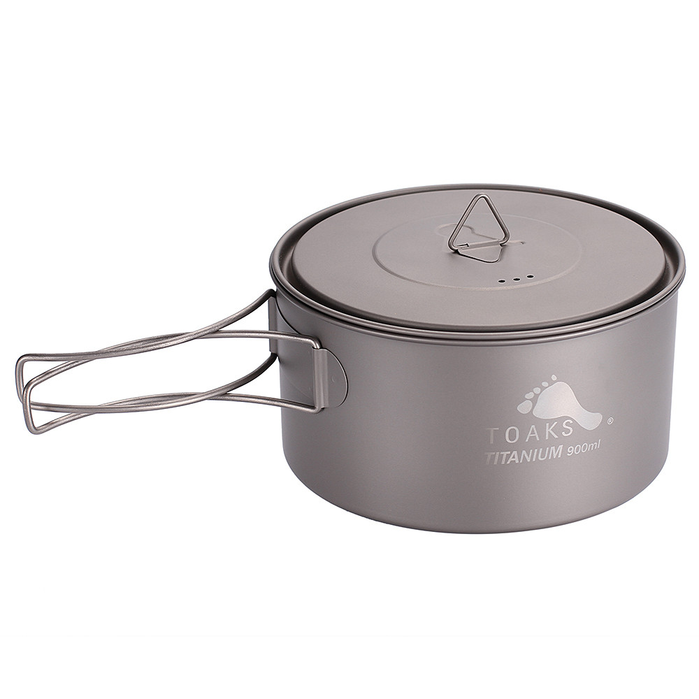 TOAKS Outdoor Titanium Pot Camping Cooking Pots Picnic Ultralight Titanium Ti Pot With Cover handle 
