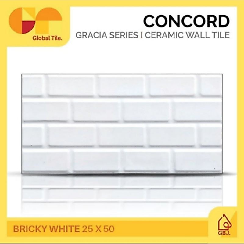 KERAMIK CONCORD 25 X 50 BRICKY WHITE / KERAMIK DINDING SUBWAY BATA