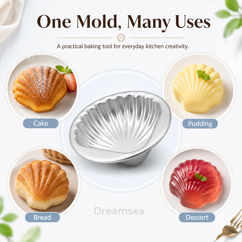 Cetakan Panggang Aluminium Bentuk Kerang, Cetakan Kue Rumahan, Alat Buat Puding Roti——dreamsea