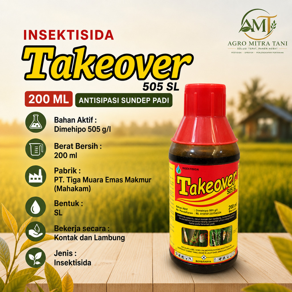 INSEKTISIDA TAKEOVER 505 SL 200 ML ANTISIPASI SUNDEP PADI