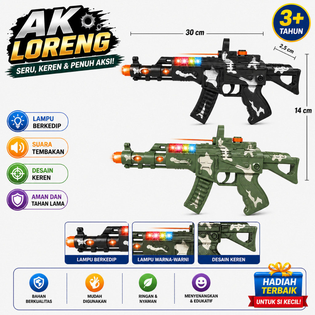 Mainan Anak Blaster Gun Laser 8 sound bunyi getar Lampu Loreng Gear Koboi Senapan Keren