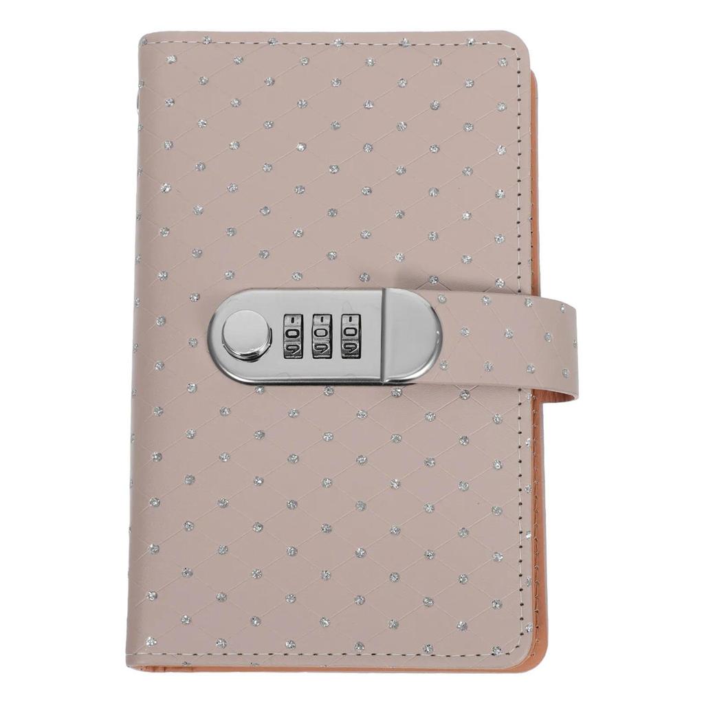 Rhinestone PU Password Lock Money Saving Wallet Cash Organizer Book with Clear Pockets Finance Plann