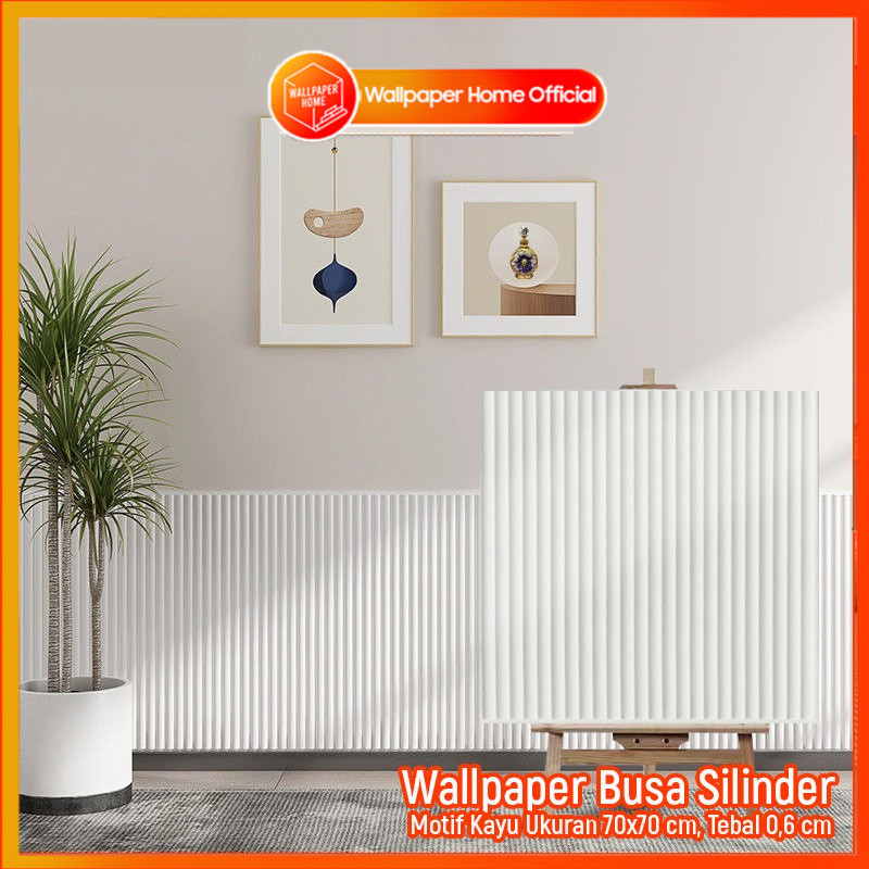 WALLPAPER HOME - Dinding Foam 3D Motif Kayu Silinder / Stiker Dinding Plafon Dekorasi Kamar 70x70CM 