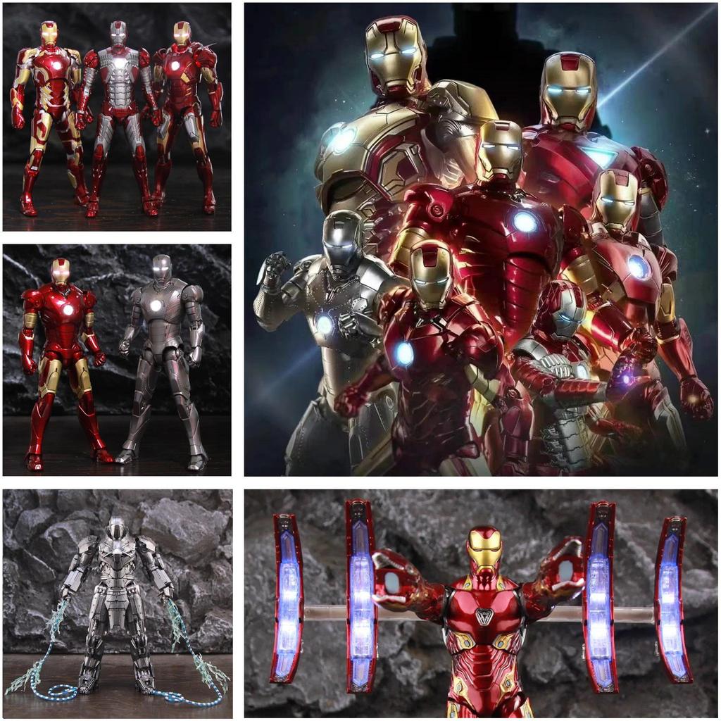 LED Light Iron Man MK1 MK2 MK3 MK4 MK5 MK6 MK7 MK43 MK50 Whiplash 7" Movie Action Figure Mark 1 2 3