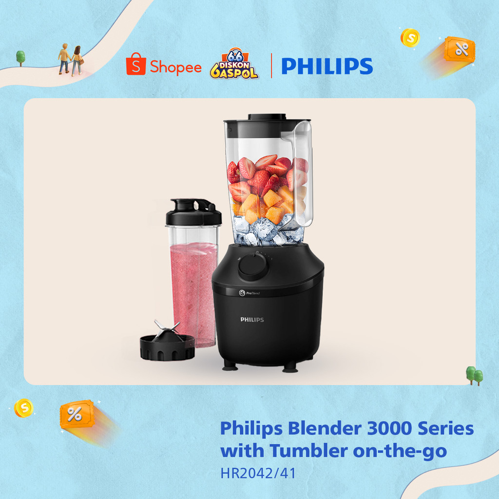 Blender Philips Plastik 1 Liter - 3000 series HR2042/41 - Blender Jus - Blender Juicer- Blender Terb
