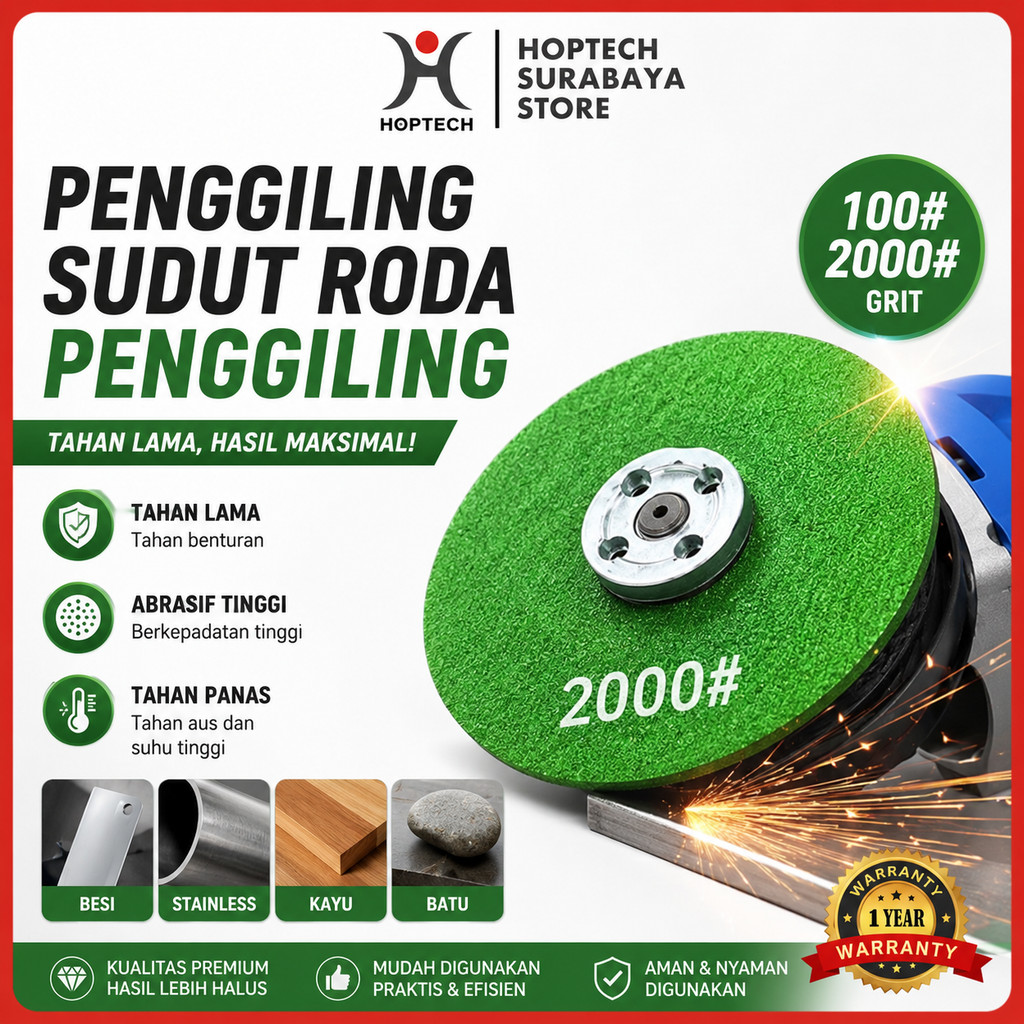 HOPTECH Mata Gerinda Amplas Halus 100-2000 Grit Grinding Wheel Poles Besi Stainless Kayu Batu