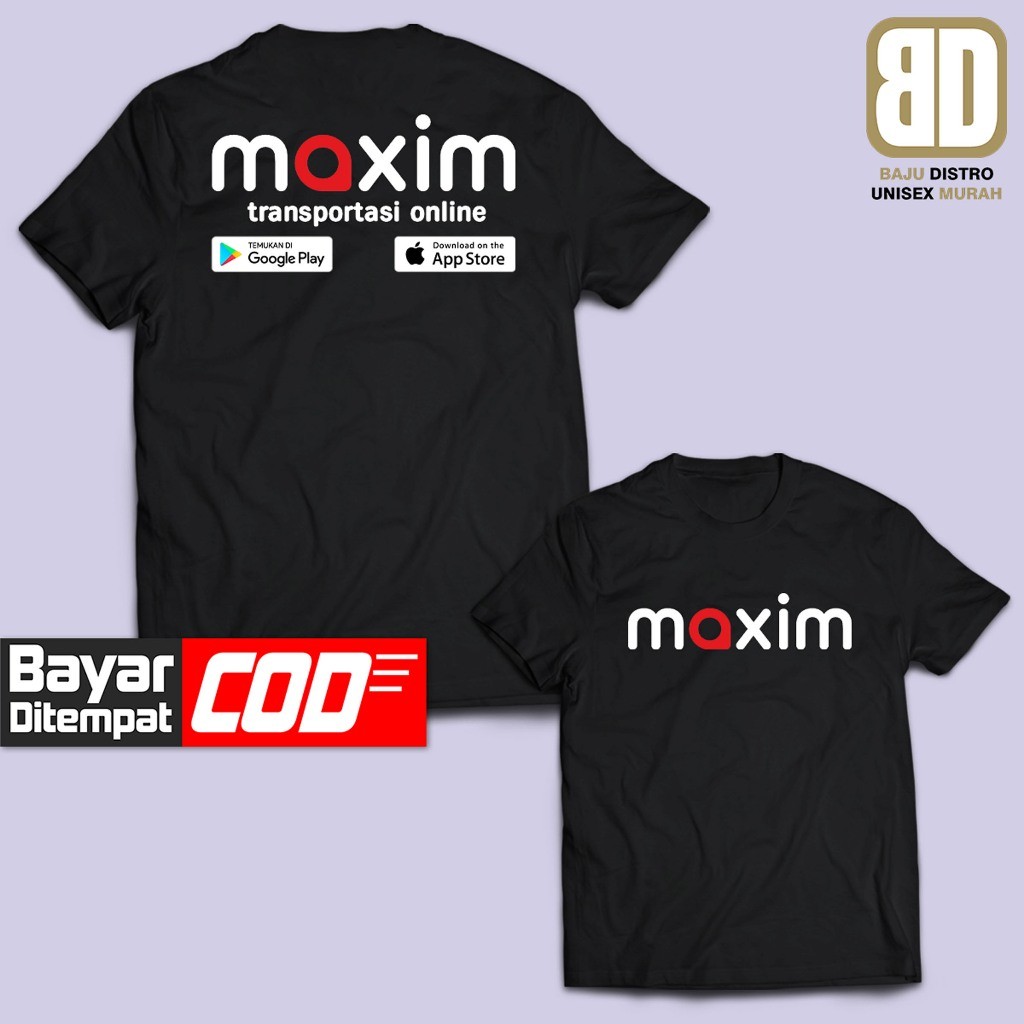 Kaos Distro MAXIM TRANSPORTASI ONLINE Kaos Logo Perusahaan Pria Wanita Dewasa Baju Atasan Unisex